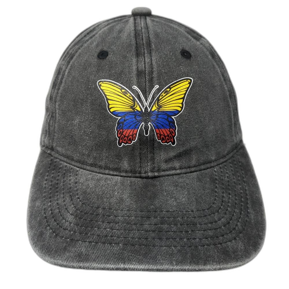 Butterfly Slideback Hat Gray One Size Adjustable Outdoor Vent Holes
